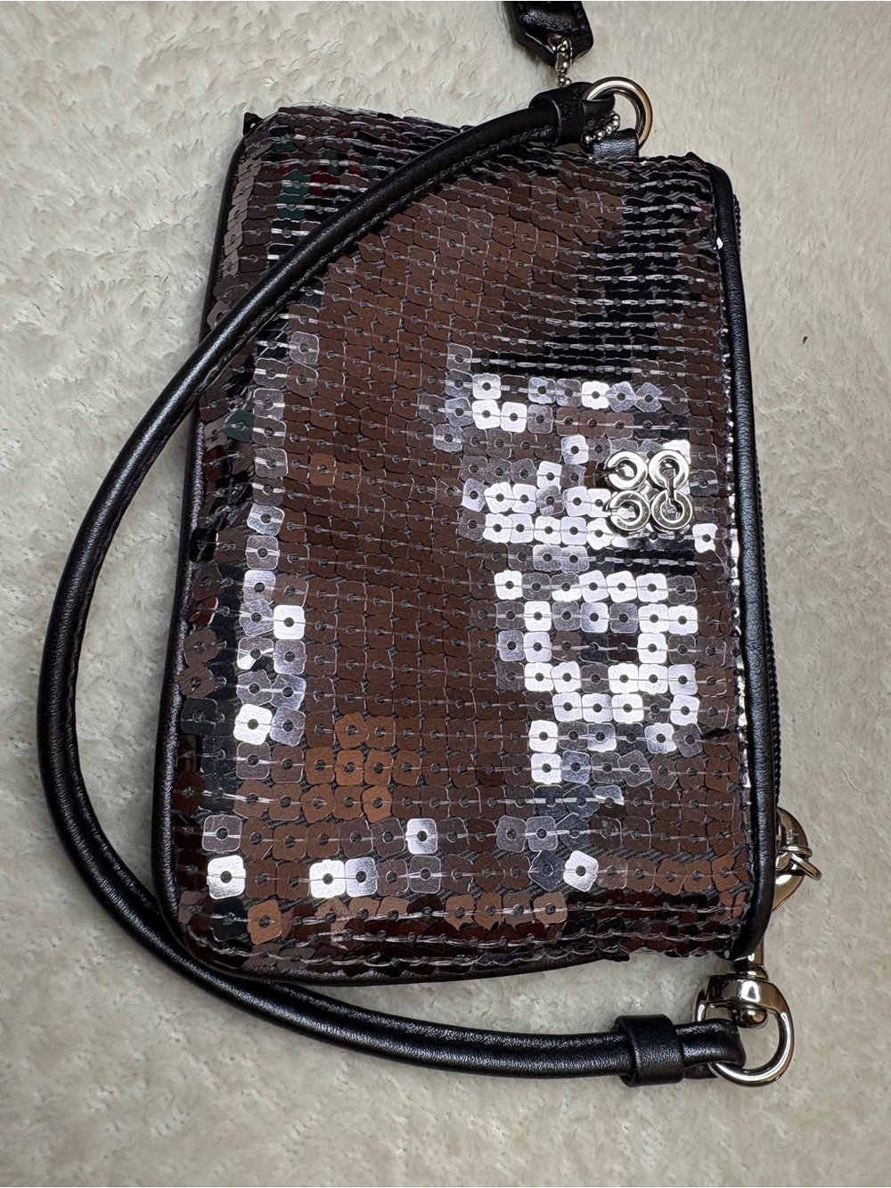 Coach Poppy Sequin Wristlet Clutch in Black - Picture 5 of 12